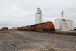 BNSF 3259 races east under the Smithshire prairie skyscrapers leading Z-LACNYC9